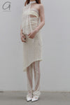 Un Morceau lace velvet stitching twists tube top UM231SZ17 PUM37